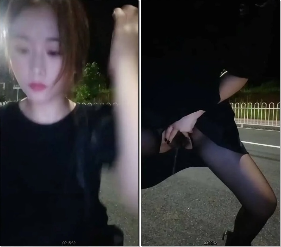 Newcomer little young woman night driving outdoor car shock open gear black silk lift up skirt break hole pee back to the car open manipulation deep throat oral sex fuck my pussy so comfortable!